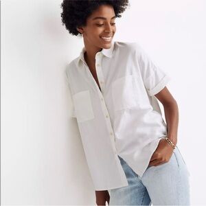 Madewell white 100% cotton courier button down shirt